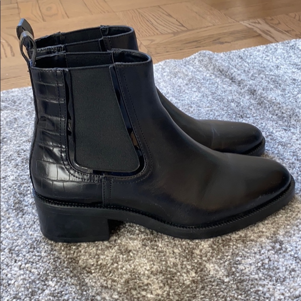 Black Chelsea Boots with Alligator Skin back